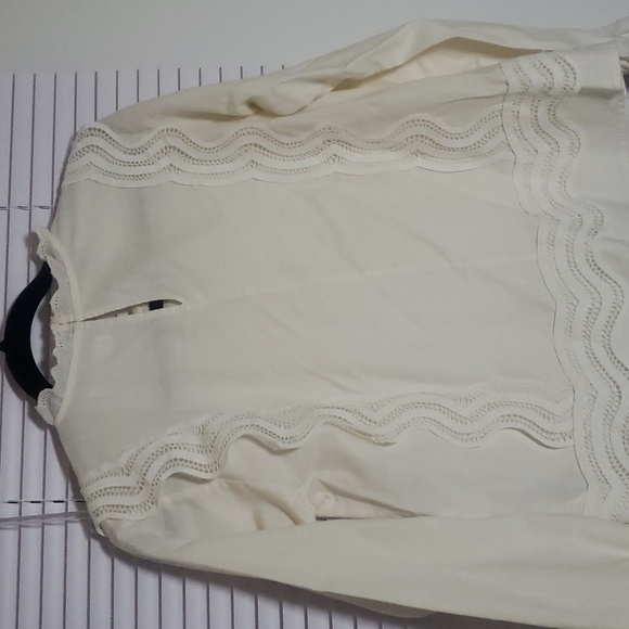 Zara Size M/13-14 Victorian Embroidered Ivory Tunic Blouse Long Sleeve - Picture 11 of 11